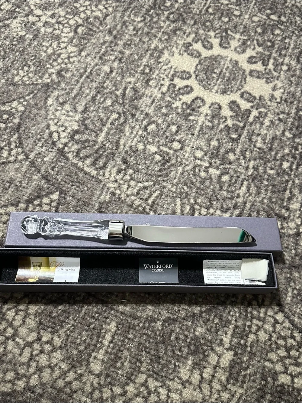 Waterford Lismore Bridal Collection Clear Crystal Handled Silver Cake Knife